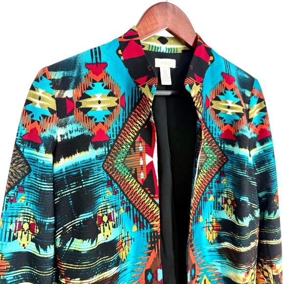 Chicos Sz SMALL US4/6 0 Tribal Aztec Wearable Art Jacket Blouse Shirt Top Summer - Picture 4 of 7
